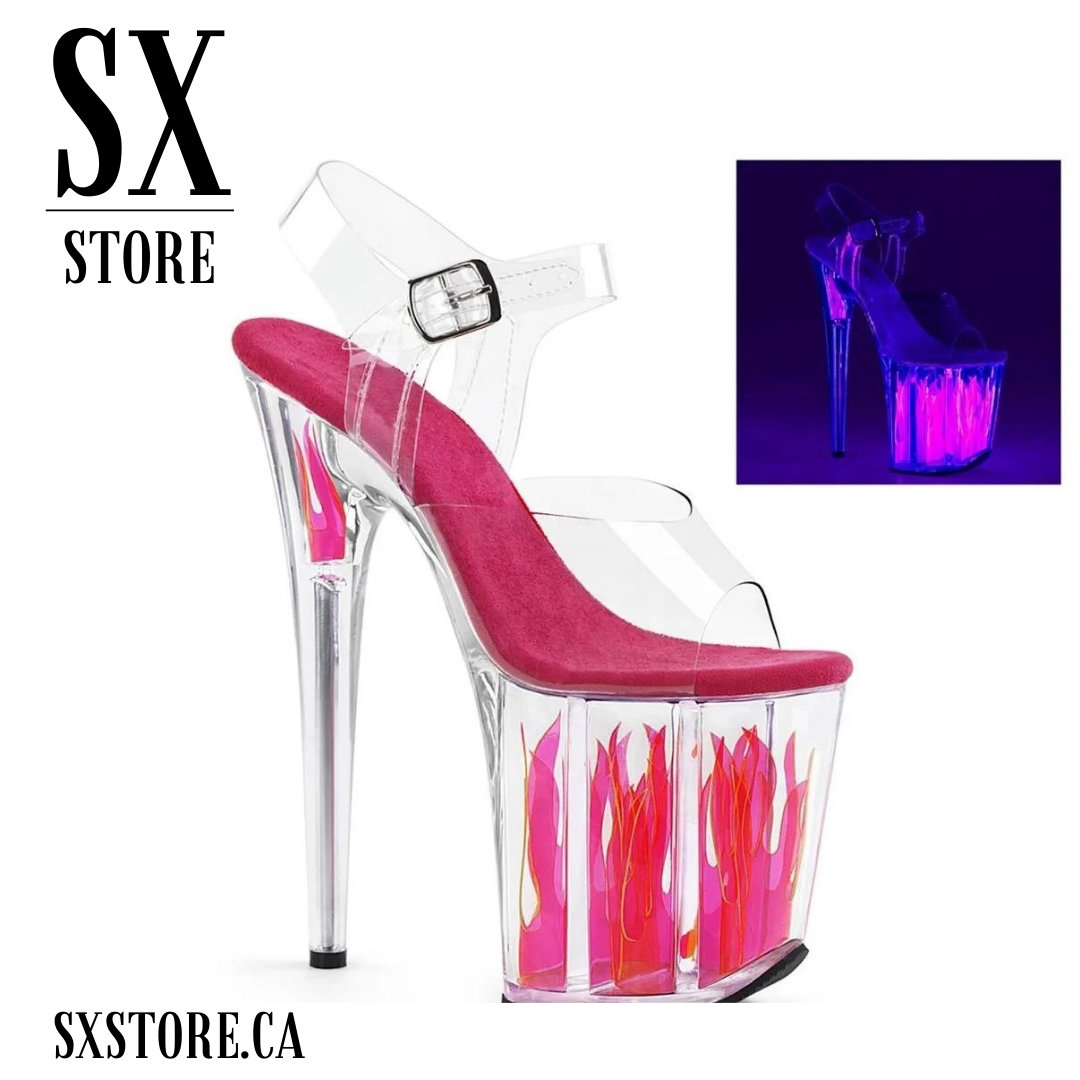 Neon pink hotsell perspex heels